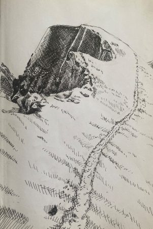 "Lumine nõlv"
2024 tintelpen, 13x20 cm